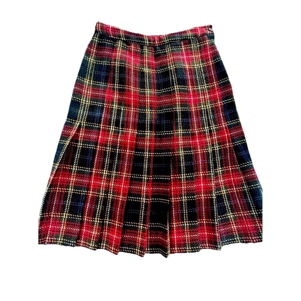 Vintage 100% Wool Tartan‎ Skirt Size 4 Plaid Harris Wallace NY Preppy Pleated